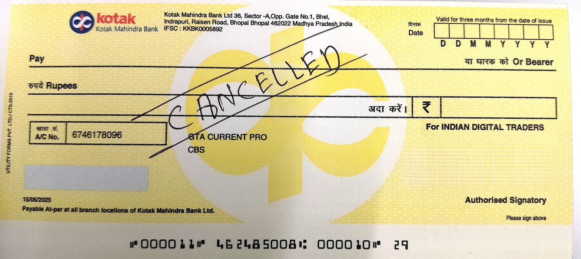 Cancell Cheque