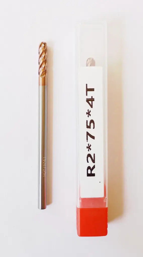 Carbide Ballnose R2*75L*FL16*d4*4F 55HRC Copper Standard