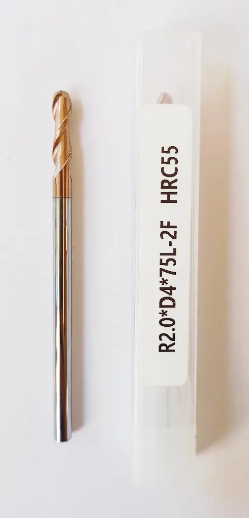 Carbide Ballnose R2*75L*FL18*d4*2F 55HRC Copper Standard