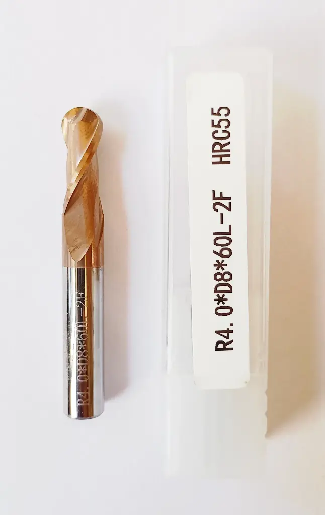 Carbide Ballnose R4*60L*FL29*d8*2F 55HRC Copper Standard