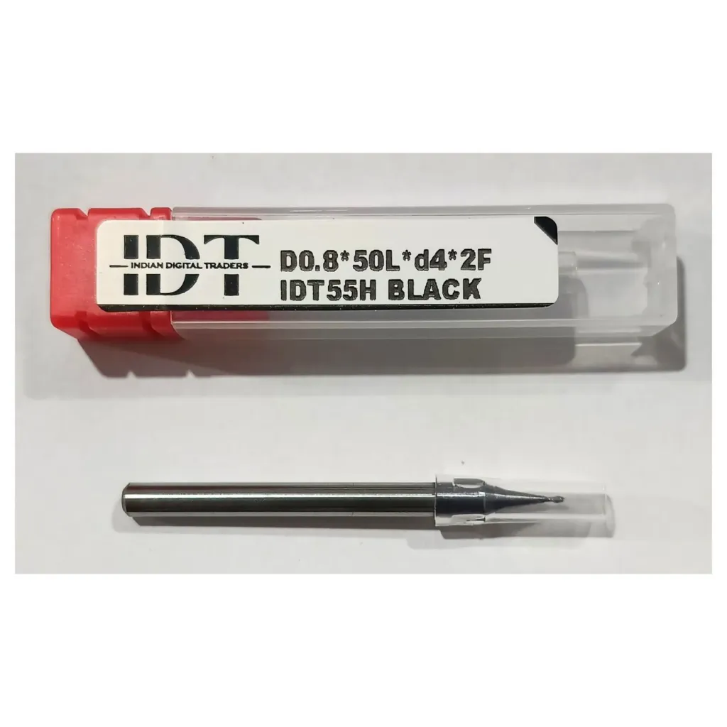 Carbide Endmill D0.8*50L*d4*2F 55HRC Black Premium