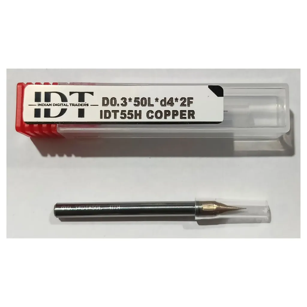 Carbide Endmill D0.3*50L*d4*2F 55HRC Copper Premium