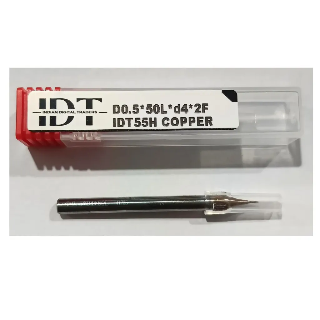 Carbide Endmill D0.5*50L*d4*2F 55HRC Copper Premium