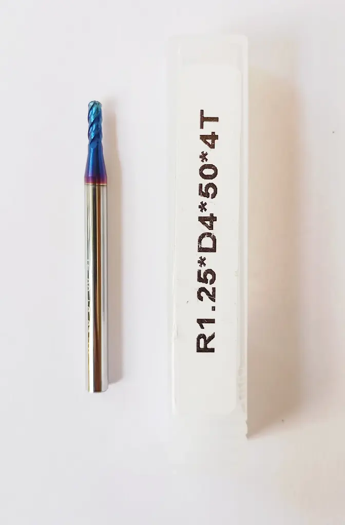 Carbide Ballnose R1.25*50L*FL8*d4*4F 65HRC Blue Standard