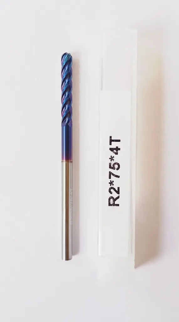 Carbide Ballnose R2*75L*FL26*d4*4F 65HRC Blue Standard