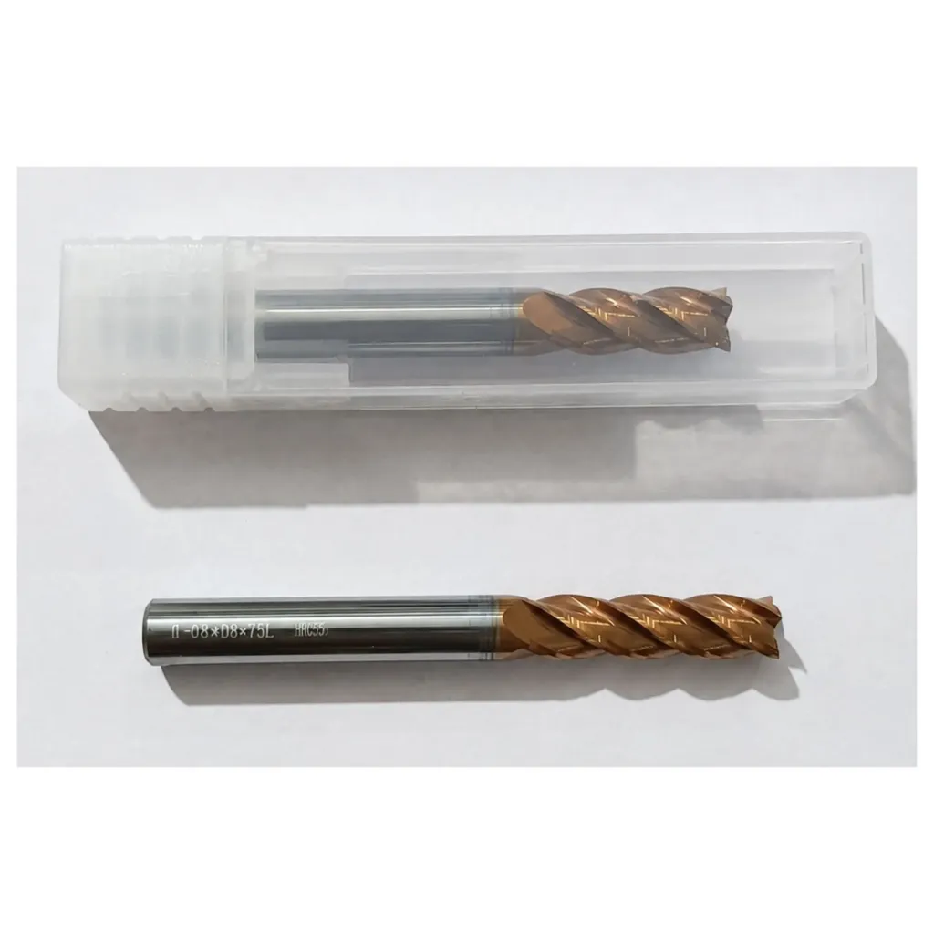 Carbide Endmill D8*75L*FL30*d8*4F 55HRC Copper White Nobe