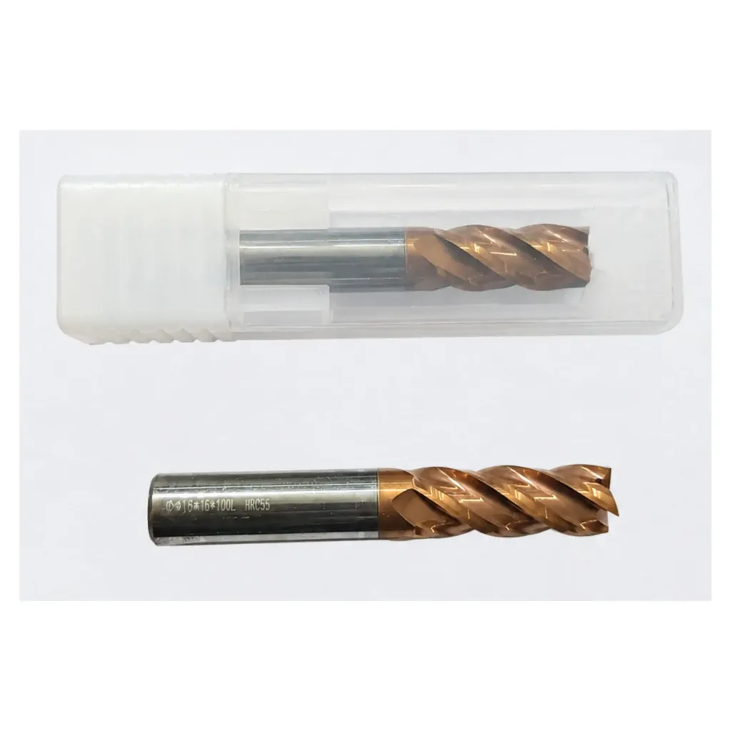 Carbide Endmill D16*100L*FL46*d16*4F 55HRC Copper White Nobe