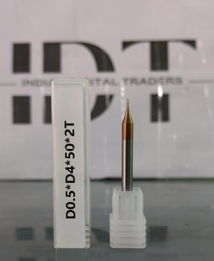 Carbide Endmill D0.5*50L*d4*2F 55HRC Copper Standard
