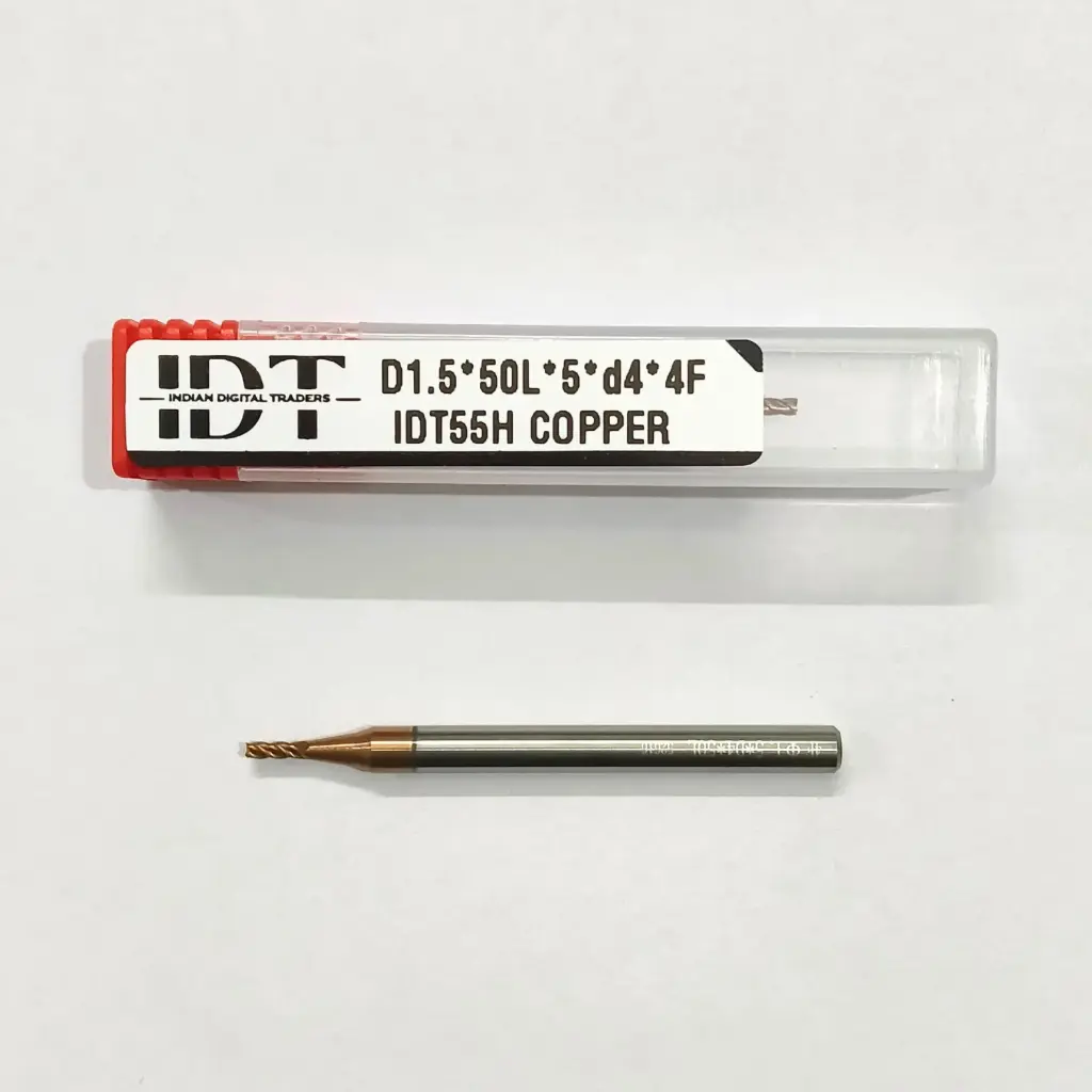 Carbide Endmill D1.5*50L*FL5*d4*4F 55HRC Copper Premium