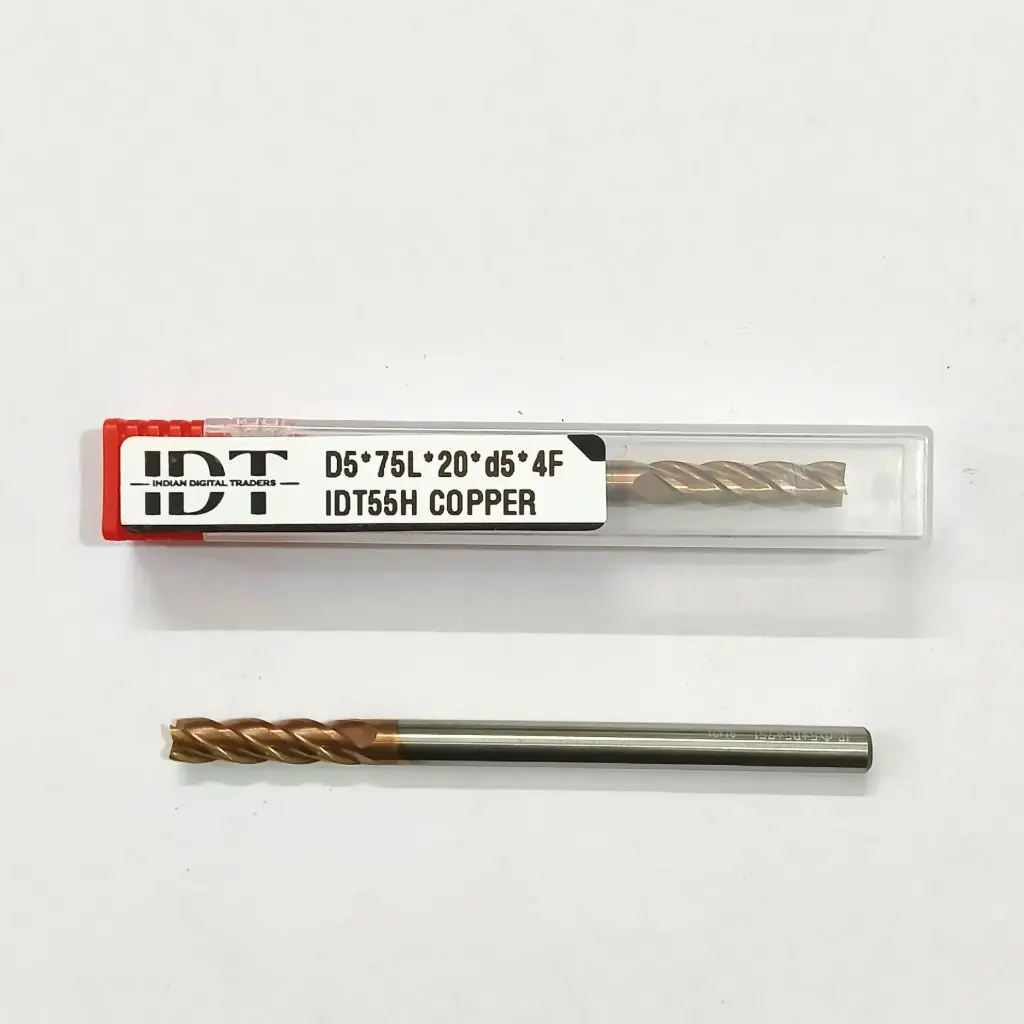 Carbide Endmill D5*75L*FL20*d5*4F 55HRC Copper Red Nobe