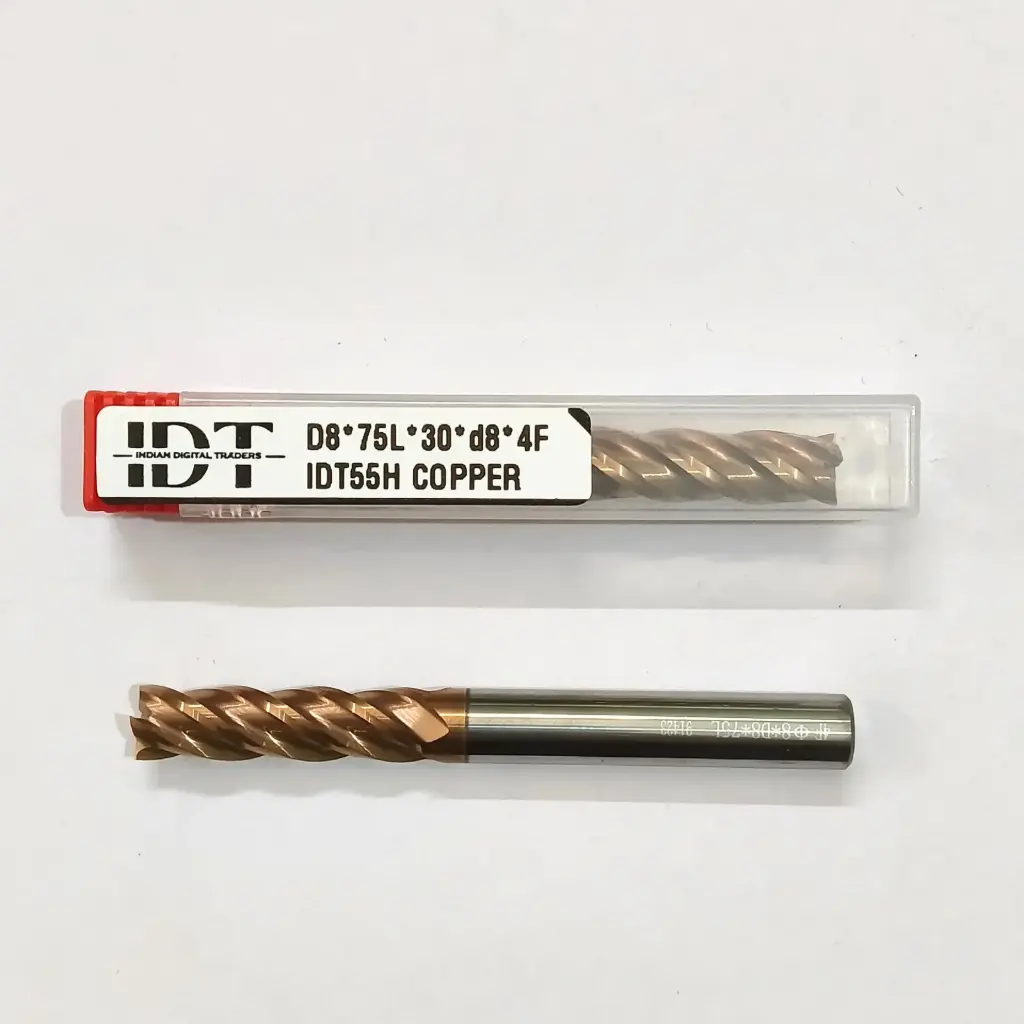 Carbide Endmill D8*75L*FL30*d8*4F 55HRC Copper Red Nobe