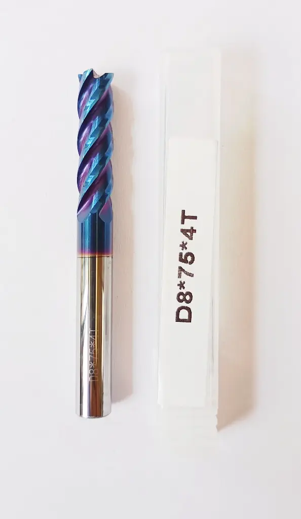 Carbide Endmill D8*75L*FL28*d8*4F 65HRC Blue Standard