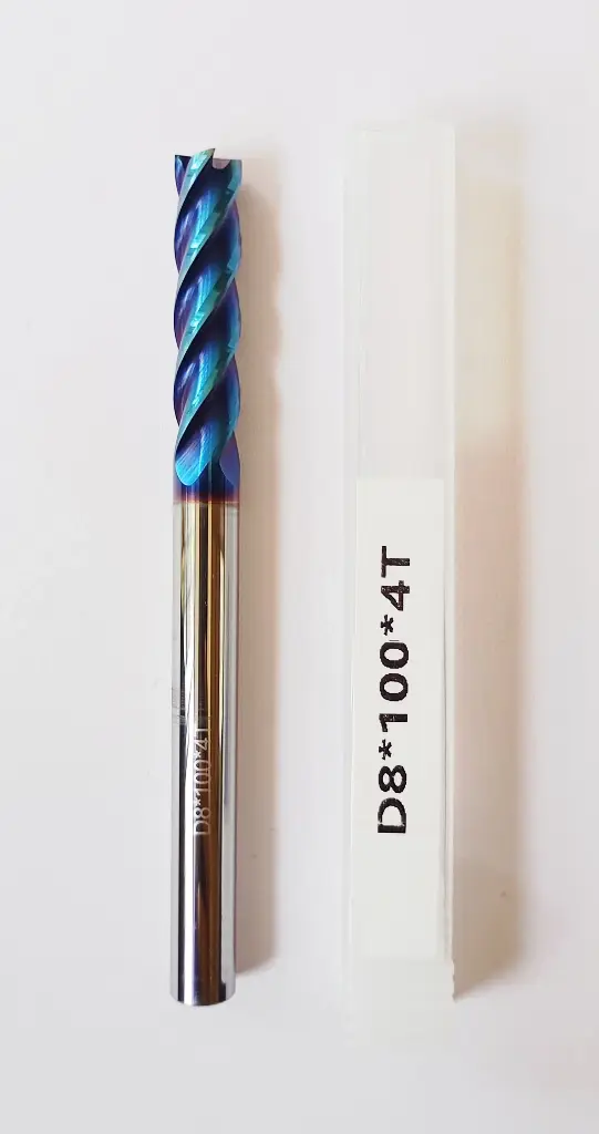 Carbide Endmill D8*100L*FL28*d8*4F 65HRC Blue Standard