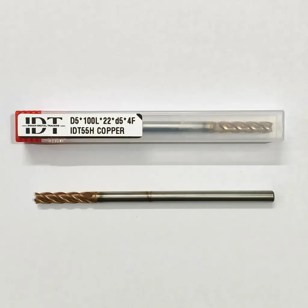 Carbide Endmill D5*100L*FL22*d5*4F 55HRC Copper Red Nobe
