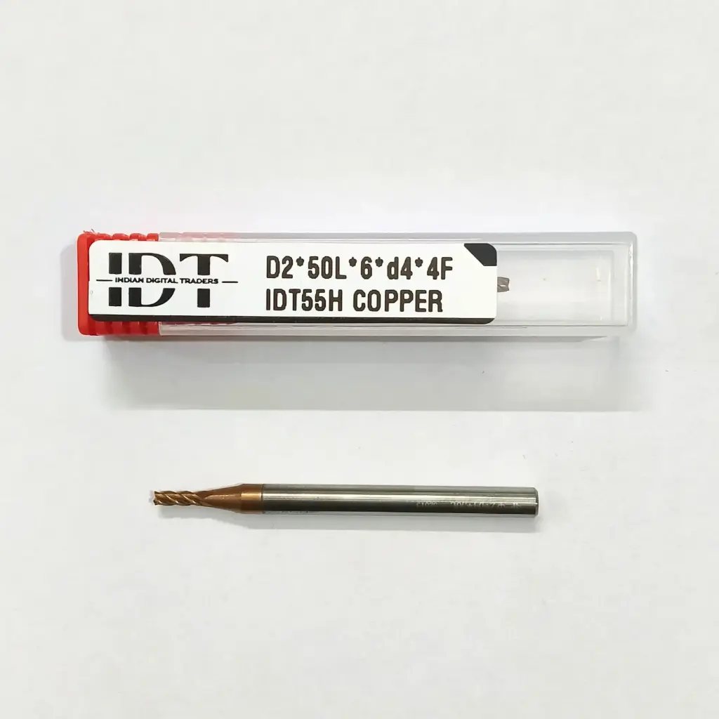 Carbide Endmill D2*50L*FL6*d4*4F 55HRC Copper Red Nobe