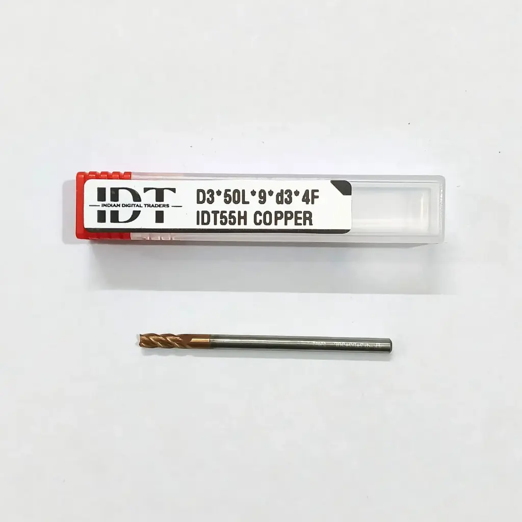 Carbide Endmill D3*50L*FL9*d3*4F 55HRC Copper Red Nobe
