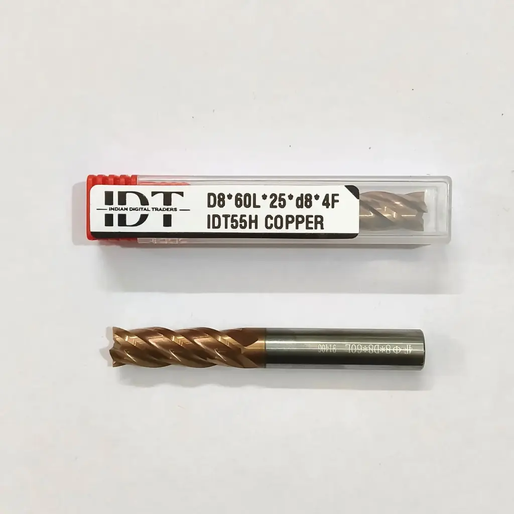Carbide Endmill D8*60L*FL25*d8*4F 55HRC Copper Red Nobe