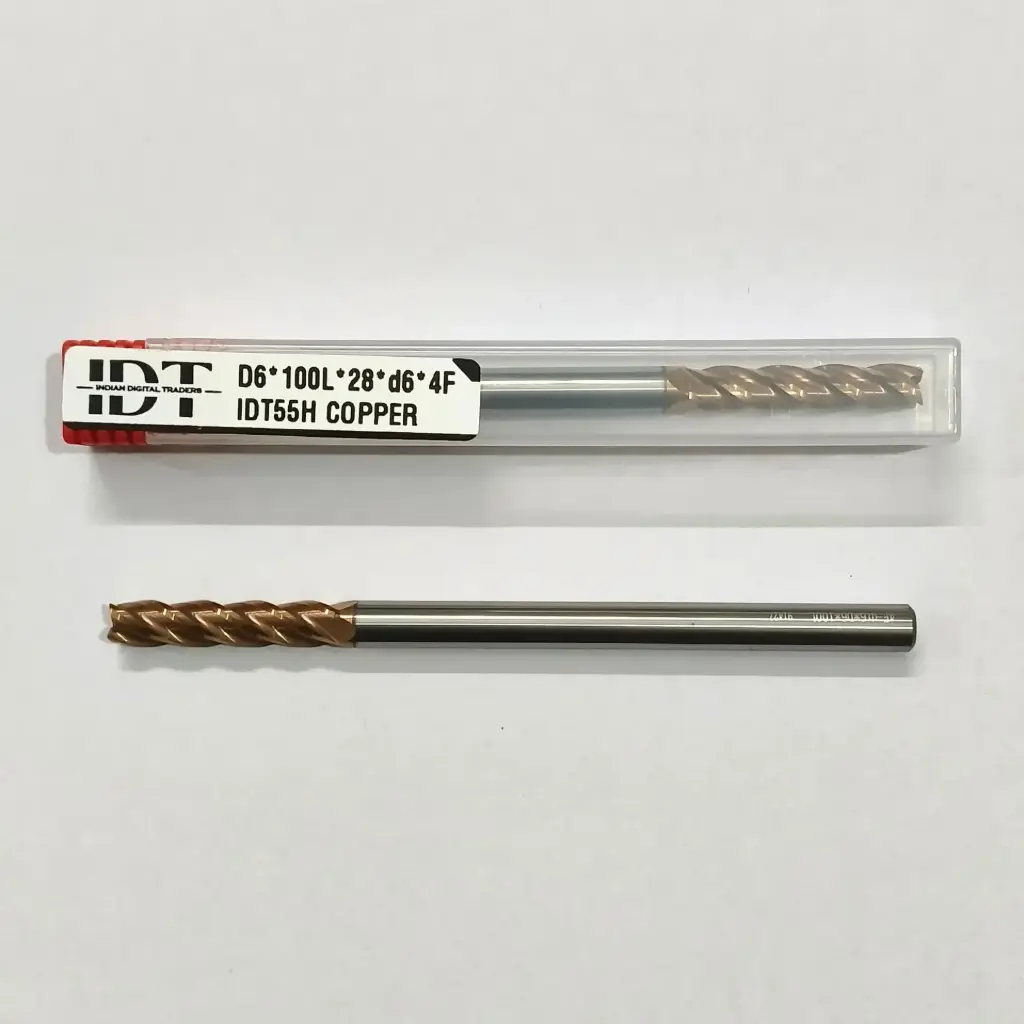 Carbide Endmill D6*100L*FL28*d6*4F 55HRC Copper Red Nobe